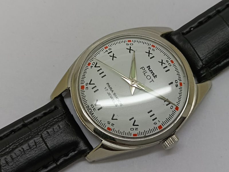 Hmt Pilot Mechanical Handwinding Movement stainless Steel Para Shock 17 Jewels Analog Dial Wrist Watch For Men