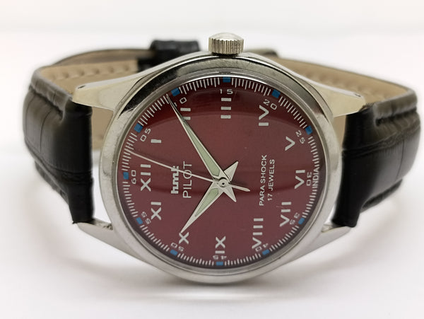 Hmt Pilot Mechanical Handwinding Movement stainless Steel Para Shock 17 Jewels Analog Dial Wrist Watch For Men