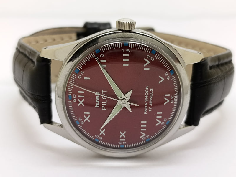 Hmt Pilot Mechanical Handwinding Movement stainless Steel Para Shock 17 Jewels Analog Dial Wrist Watch For Men