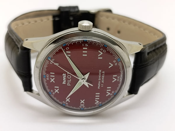 Hmt Pilot Mechanical Handwinding Movement stainless Steel Para Shock 17 Jewels Analog Dial Wrist Watch For Men