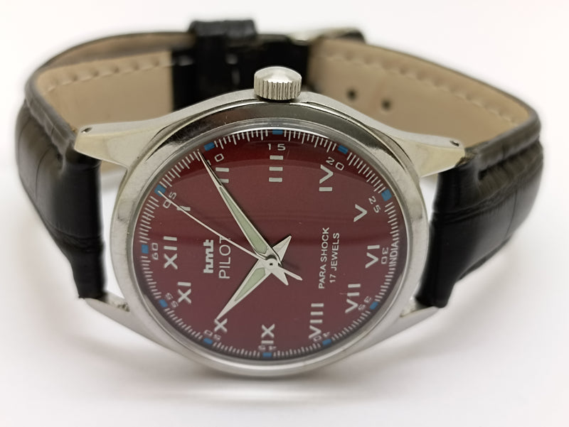 Hmt Pilot Mechanical Handwinding Movement stainless Steel Para Shock 17 Jewels Analog Dial Wrist Watch For Men