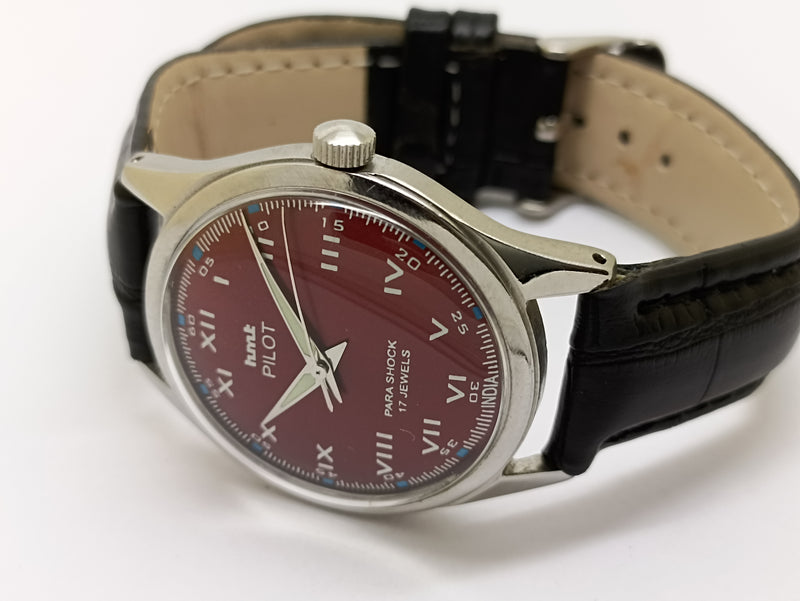 Hmt Pilot Mechanical Handwinding Movement stainless Steel Para Shock 17 Jewels Analog Dial Wrist Watch For Men