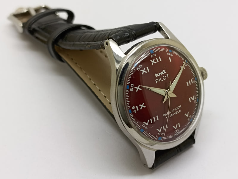 Hmt Pilot Mechanical Handwinding Movement stainless Steel Para Shock 17 Jewels Analog Dial Wrist Watch For Men