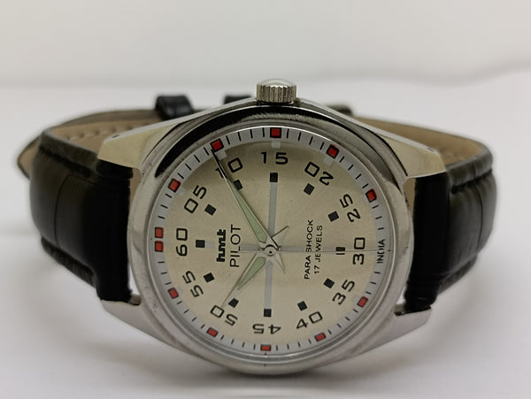 Hmt Pilot Mechanical Handwinding Movement stainless Steel Para Shock 17 Jewels Analog Dial Wrist Watch For Men