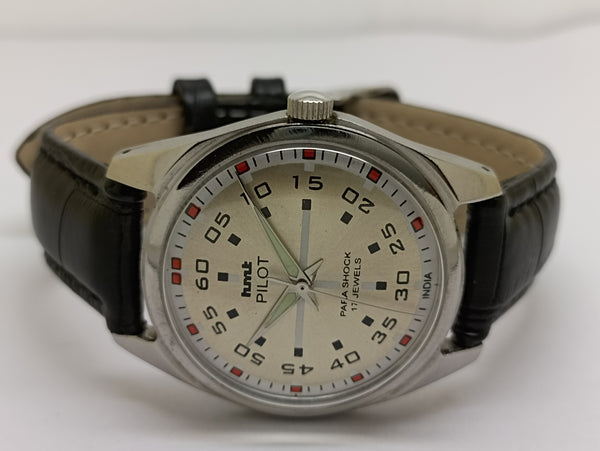 Hmt Pilot Mechanical Handwinding Movement stainless Steel Para Shock 17 Jewels Analog Dial Wrist Watch For Men