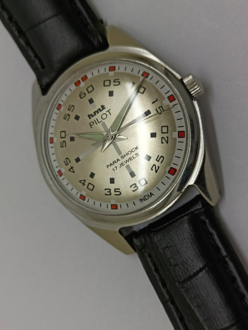 Hmt Pilot Mechanical Handwinding Movement stainless Steel Para Shock 17 Jewels Analog Dial Wrist Watch For Men
