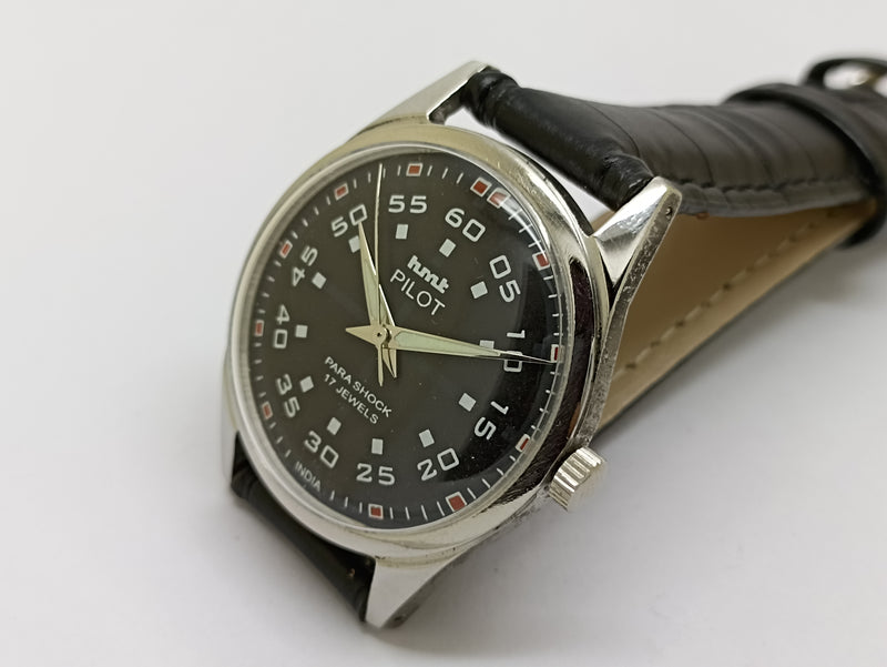 Hmt Pilot Mechanical Handwinding Movement stainless Steel Para Shock 17 Jewels Analog Dial Wrist Watch For Men