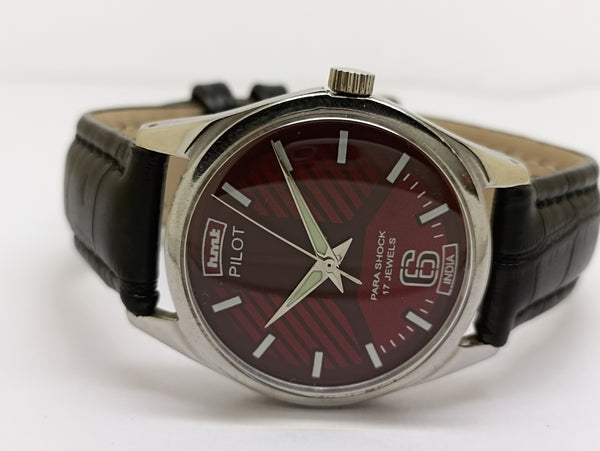Hmt Pilot Mechanical Handwinding Movement stainless Steel Para Shock 17 Jewels Analog Dial Wrist Watch For Men