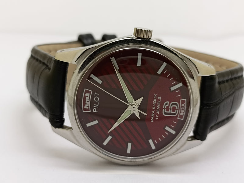 Hmt Pilot Mechanical Handwinding Movement stainless Steel Para Shock 17 Jewels Analog Dial Wrist Watch For Men