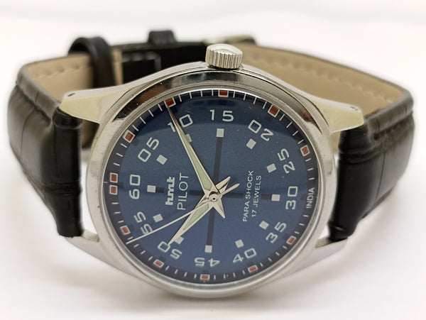 Hmt Pilot Mechanical Handwinding Movement stainless Steel Para Shock 17 Jewels Analog Dial Wrist Watch For Men