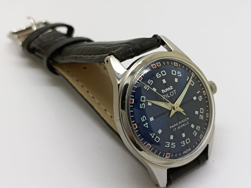 Hmt Pilot Mechanical Handwinding Movement stainless Steel Para Shock 17 Jewels Analog Dial Wrist Watch For Men