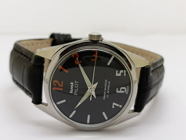 Hmt Pilot Mechanical Handwinding Movement stainless Steel Para Shock 17 Jewels Analog Dial Wrist Watch For Men