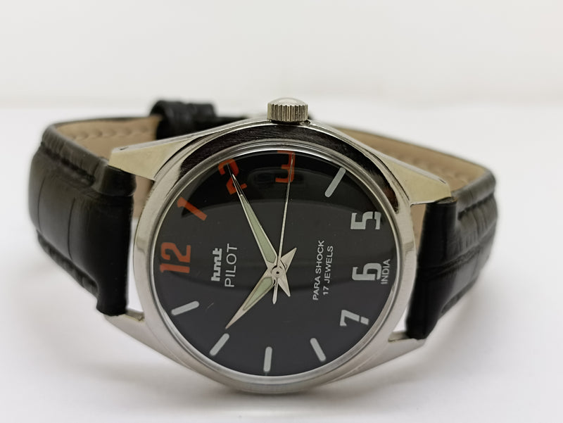 Hmt Pilot Mechanical Handwinding Movement stainless Steel Para Shock 17 Jewels Analog Dial Wrist Watch For Men