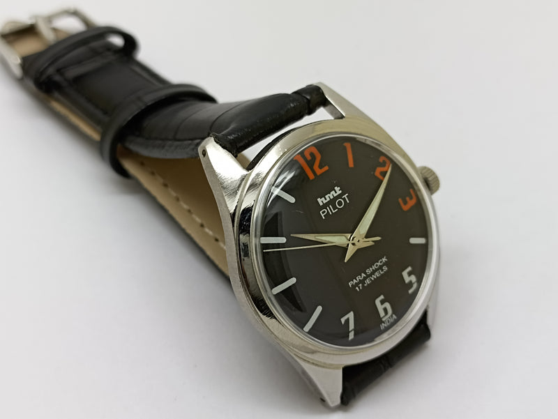 Hmt Pilot Mechanical Handwinding Movement stainless Steel Para Shock 17 Jewels Analog Dial Wrist Watch For Men