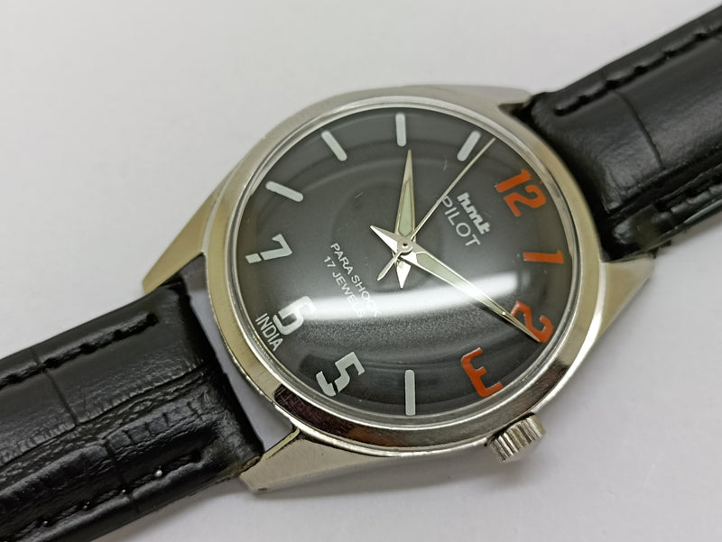 Hmt Pilot Mechanical Handwinding Movement stainless Steel Para Shock 17 Jewels Analog Dial Wrist Watch For Men