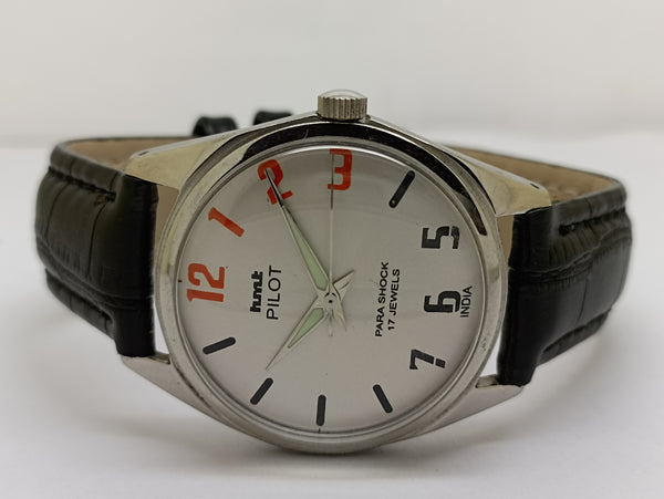 Hmt Pilot Mechanical Handwinding Movement stainless Steel Para Shock 17 Jewels Analog Dial Wrist Watch For Men
