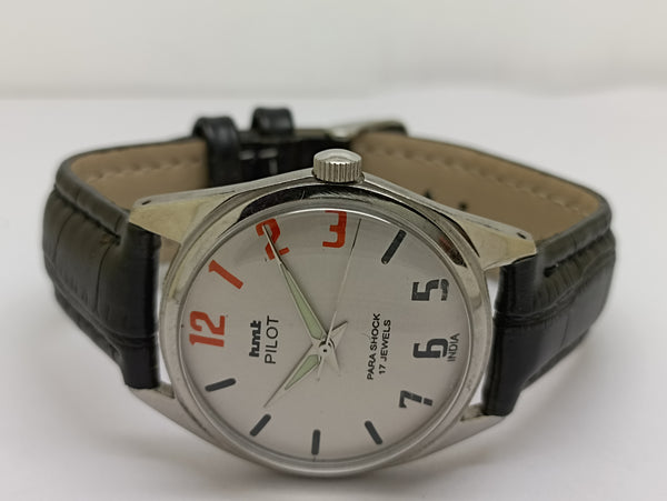Hmt Pilot Mechanical Handwinding Movement stainless Steel Para Shock 17 Jewels Analog Dial Wrist Watch For Men