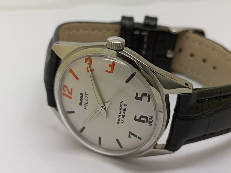 Hmt Pilot Mechanical Handwinding Movement stainless Steel Para Shock 17 Jewels Analog Dial Wrist Watch For Men
