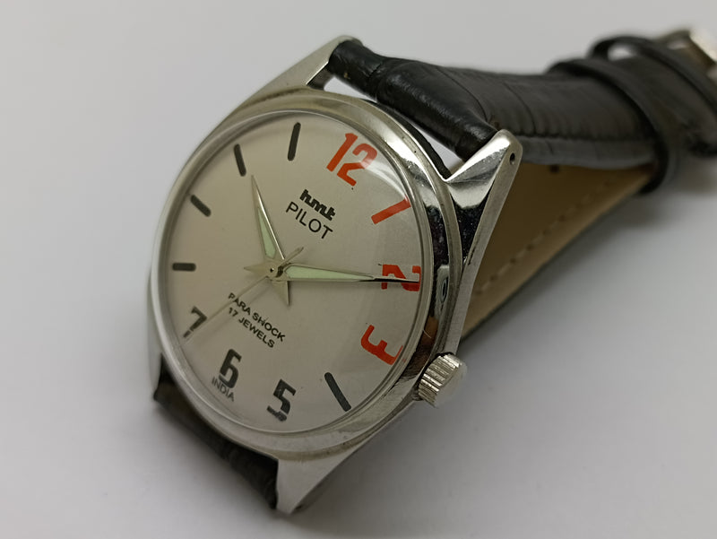 Hmt Pilot Mechanical Handwinding Movement stainless Steel Para Shock 17 Jewels Analog Dial Wrist Watch For Men