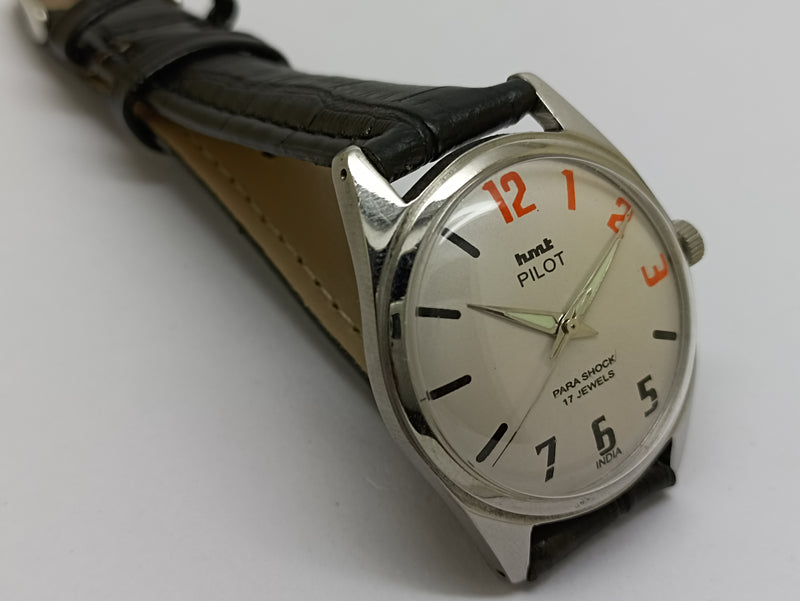 Hmt Pilot Mechanical Handwinding Movement stainless Steel Para Shock 17 Jewels Analog Dial Wrist Watch For Men