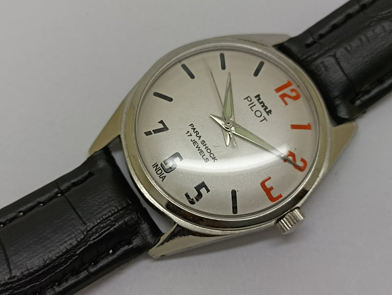 Hmt Pilot Mechanical Handwinding Movement stainless Steel Para Shock 17 Jewels Analog Dial Wrist Watch For Men
