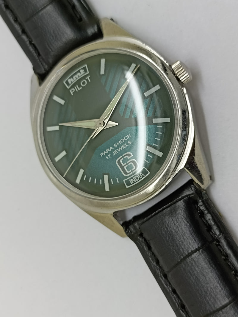 Hmt Pilot Mechanical Handwinding Movement stainless Steel Para Shock 17 Jewels Analog Dial Wrist Watch For Men