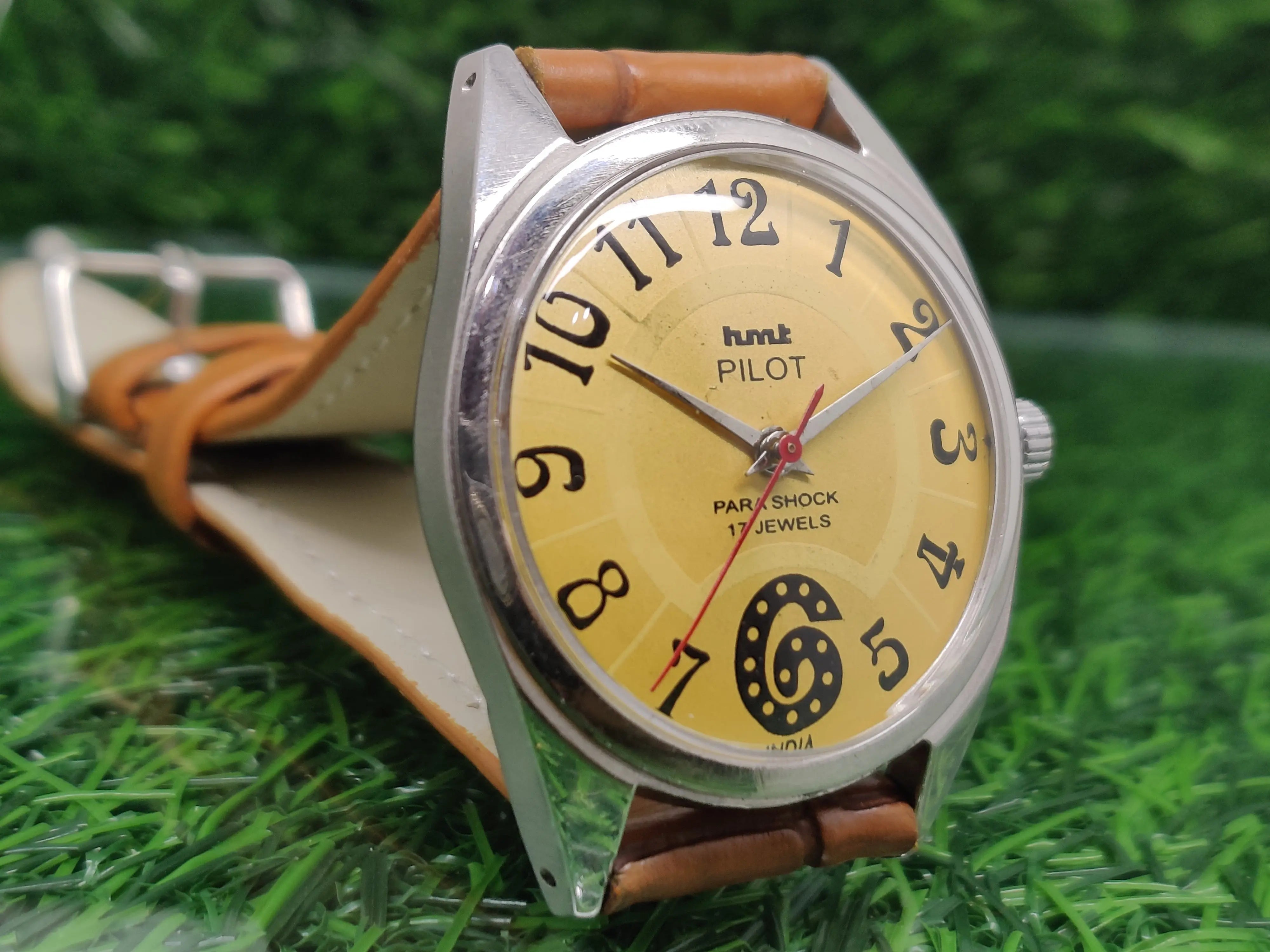 Hmt Pilot Mechanical Handwinding Movement leather Jewels Analog Dial Wrist Watch For Me National Watches