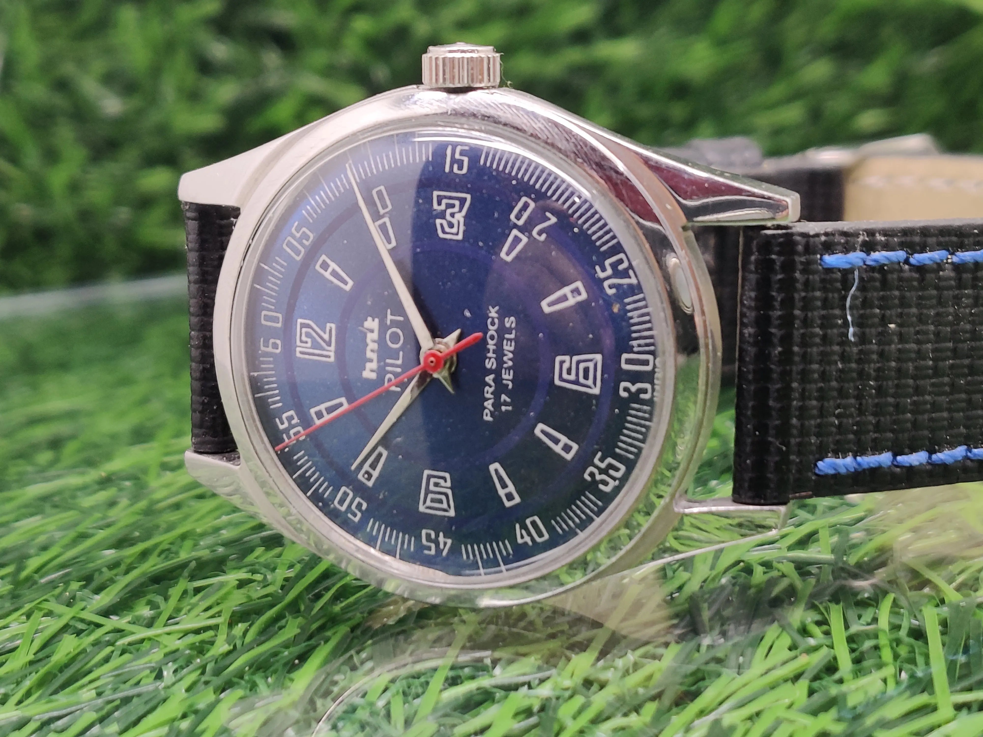 Hmt Pilot Mechanical Handwinding Movement leather Jewels Analog Dial Wrist Watch For Me National Watches