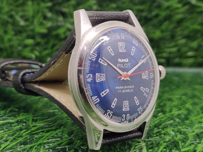 Hmt Pilot Mechanical Handwinding Movement leather Jewels Analog Dial Wrist Watch For Me