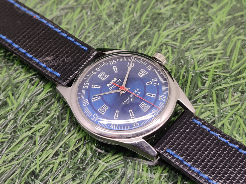 Hmt Pilot Mechanical Handwinding Movement leather Jewels Analog Dial Wrist Watch For Me