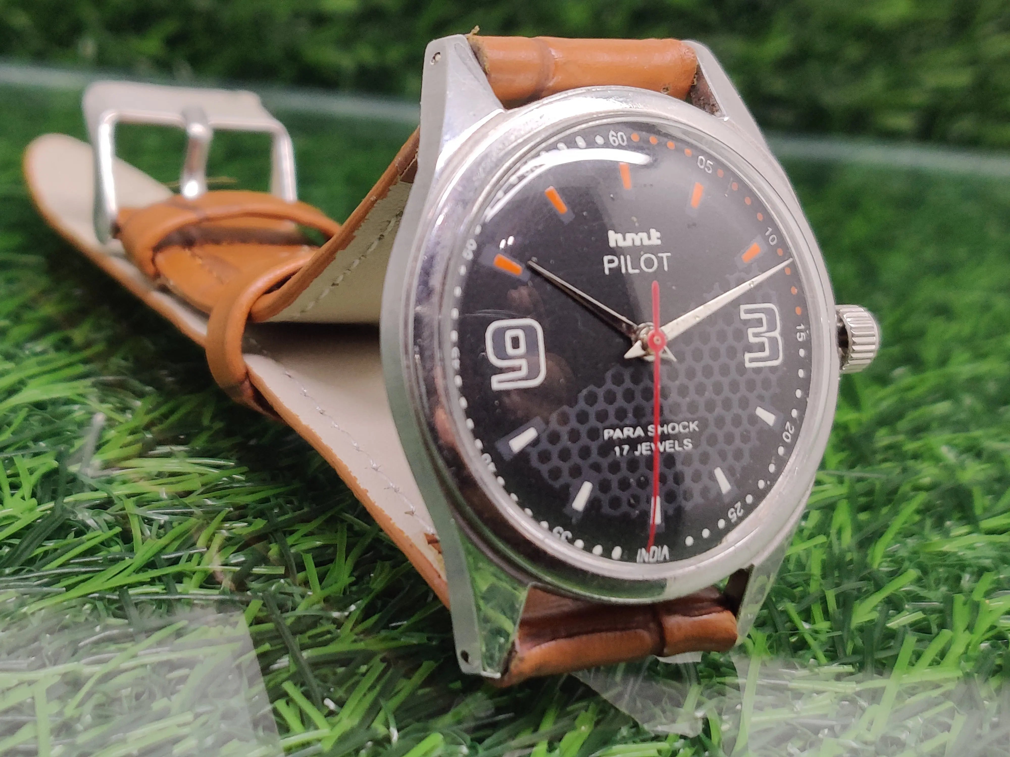 Hmt Pilot Mechanical Handwinding Movement leather Jewels Analog Dial Wrist Watch For Me National Watches