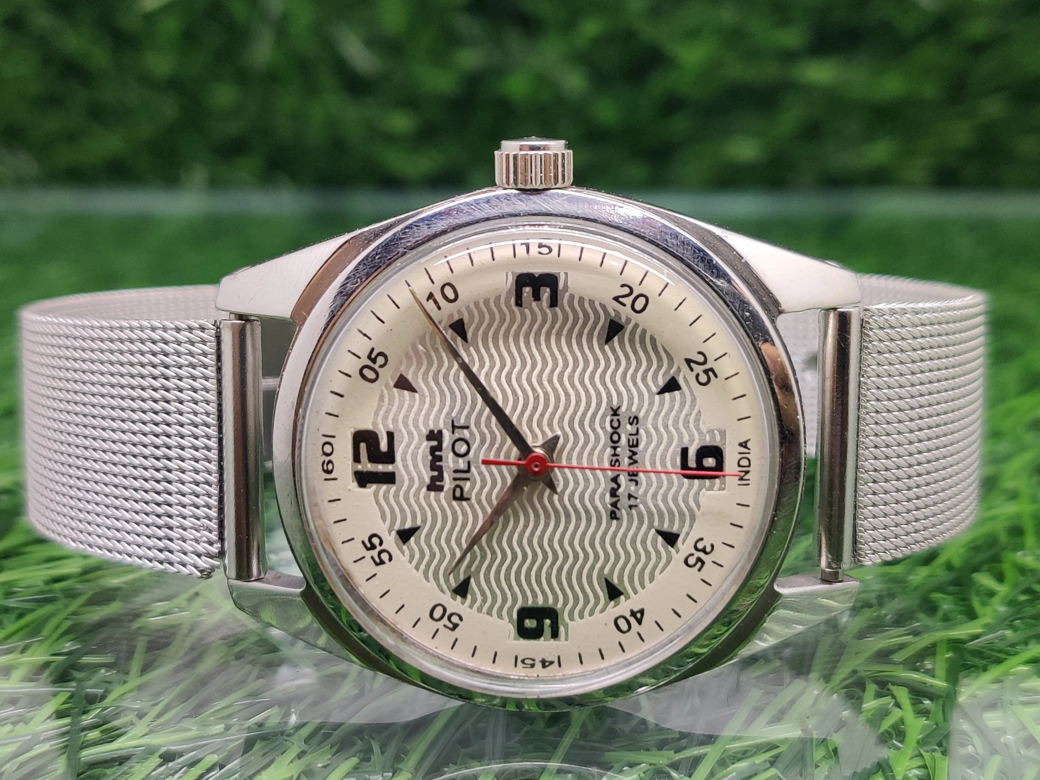 Hmt Pilot Mechanical Handwinding Movement stainless Steel Para Shock 17 Jewels Analog Dial Wrist Watch For Men National Watches