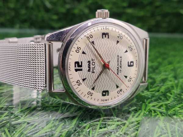 Hmt Pilot Mechanical Handwinding Movement stainless Steel Para Shock 17 Jewels Analog Dial Wrist Watch For Men