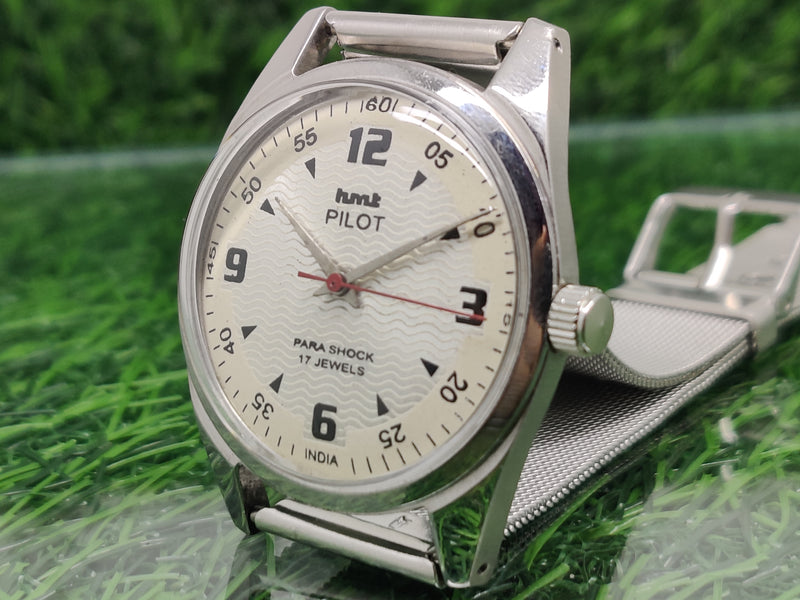 Hmt Pilot Mechanical Handwinding Movement stainless Steel Para Shock 17 Jewels Analog Dial Wrist Watch For Men