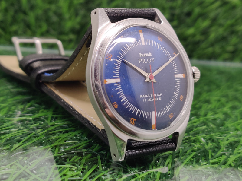 Hmt Pilot Mechanical Handwinding Movement leather Jewels Analog Dial Wrist Watch For Me