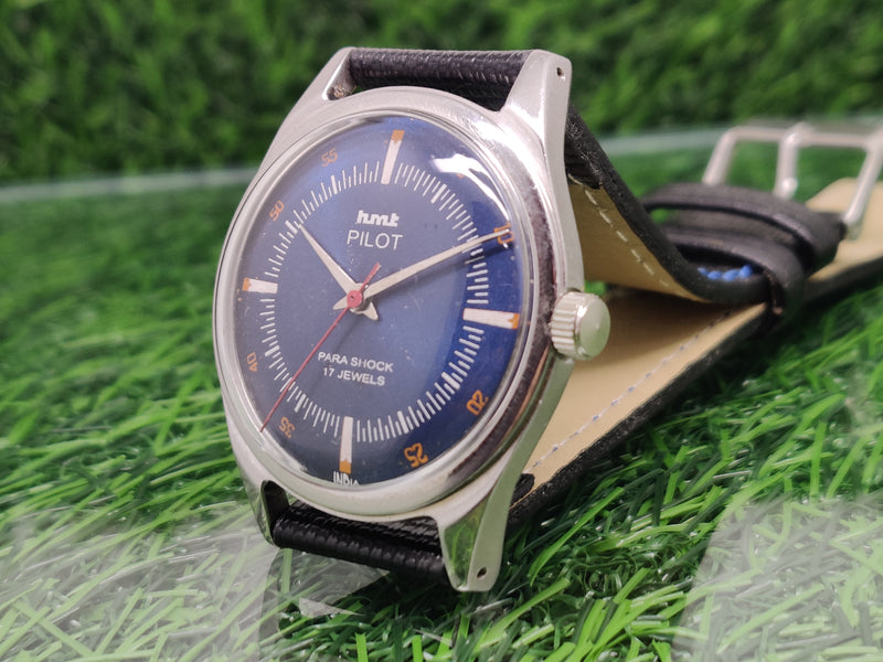 Hmt Pilot Mechanical Handwinding Movement leather Jewels Analog Dial Wrist Watch For Me