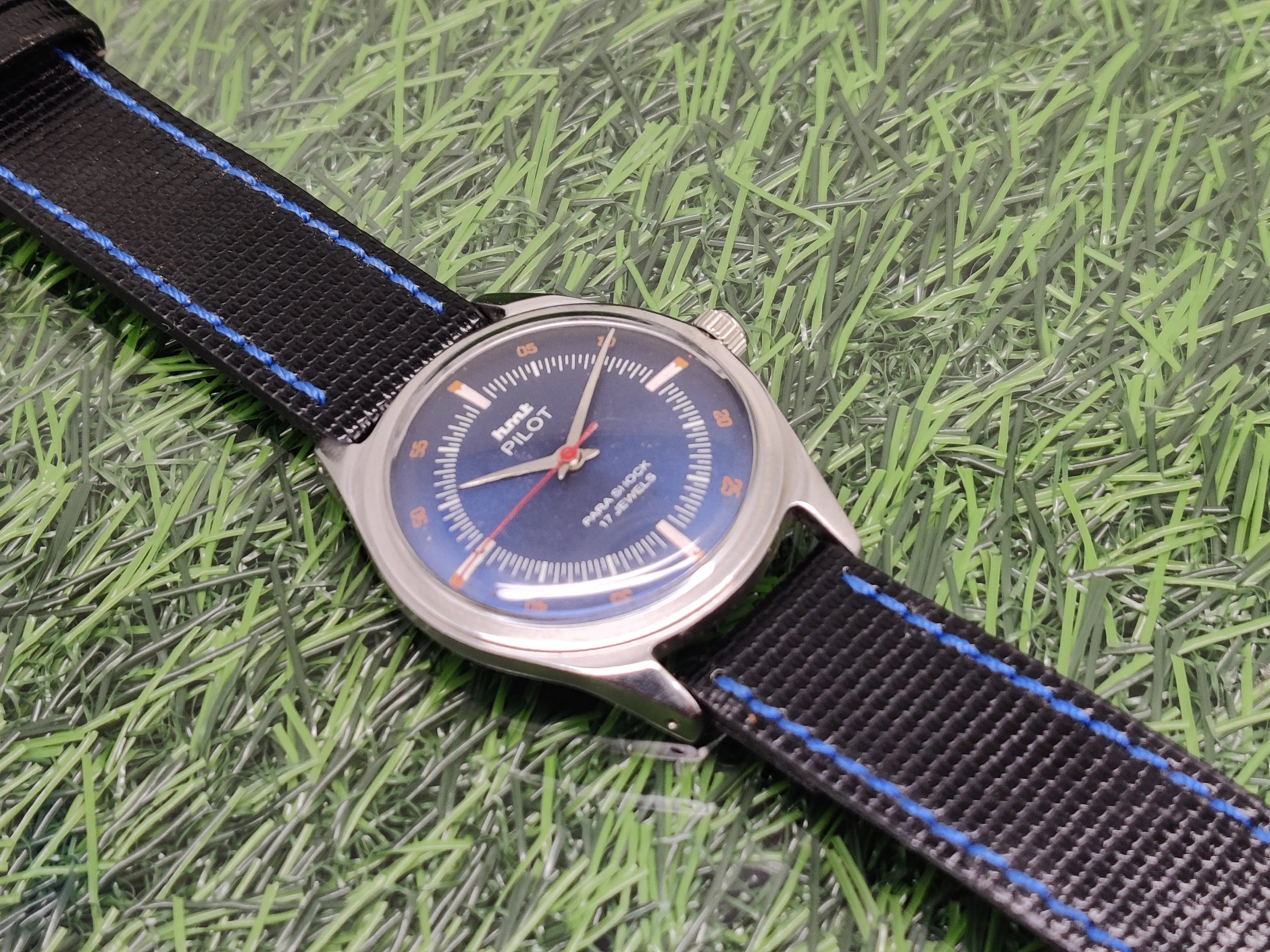 Hmt Pilot Mechanical Handwinding Movement leather Jewels Analog Dial Wrist Watch For Me National Watches