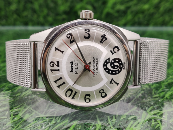 Hmt Pilot Mechanical Handwinding Movement stainless Steel Para Shock 17 Jewels Analog Dial Wrist Watch For Men