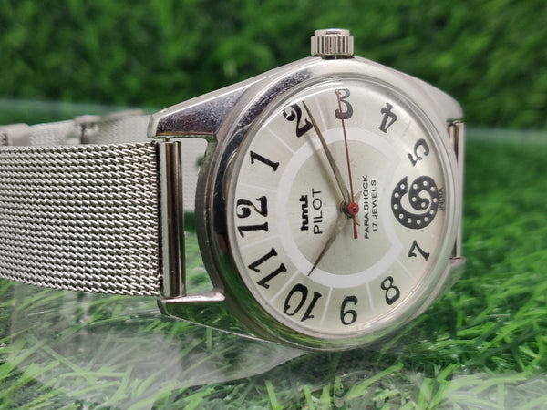 Hmt Pilot Mechanical Handwinding Movement stainless Steel Para Shock 17 Jewels Analog Dial Wrist Watch For Men