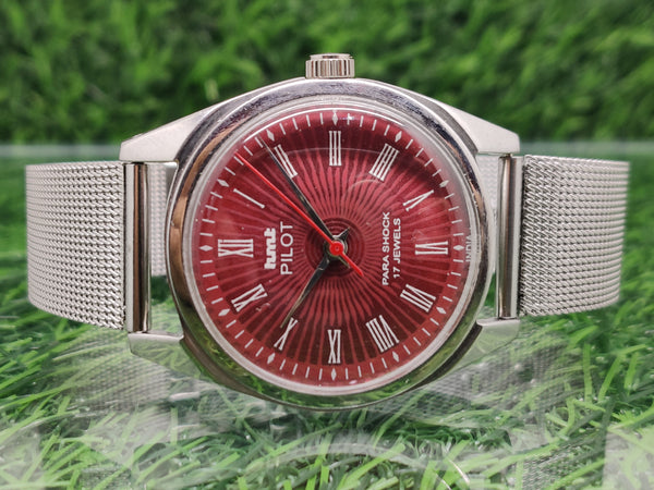 Hmt Pilot Mechanical Handwinding Movement stainless Steel Para Shock 17 Jewels Analog Dial Wrist Watch For Men