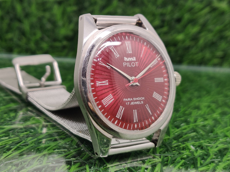Hmt Pilot Mechanical Handwinding Movement stainless Steel Para Shock 17 Jewels Analog Dial Wrist Watch For Men
