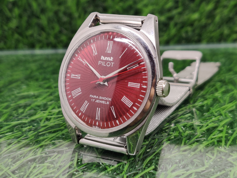 Hmt Pilot Mechanical Handwinding Movement stainless Steel Para Shock 17 Jewels Analog Dial Wrist Watch For Men