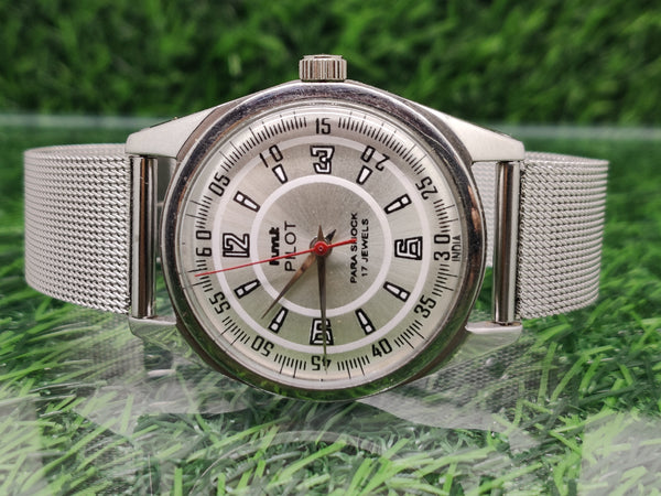 Hmt Pilot Mechanical Handwinding Movement stainless Steel Para Shock 17 Jewels Analog Dial Wrist Watch For Men