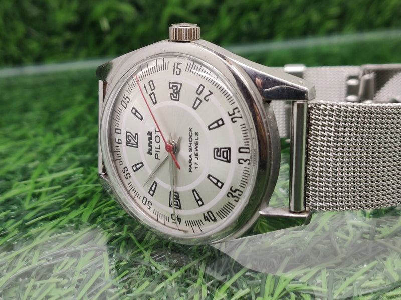 Hmt Pilot Mechanical Handwinding Movement stainless Steel Para Shock 17 Jewels Analog Dial Wrist Watch For Men