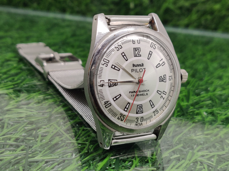 Hmt Pilot Mechanical Handwinding Movement stainless Steel Para Shock 17 Jewels Analog Dial Wrist Watch For Men