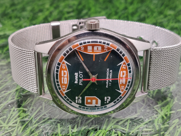 Hmt Pilot Mechanical Handwinding Movement stainless Steel Para Shock 17 Jewels Analog Dial Wrist Watch For Men