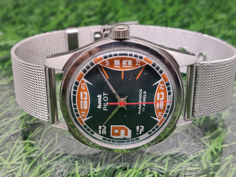 Hmt Pilot Mechanical Handwinding Movement stainless Steel Para Shock 17 Jewels Analog Dial Wrist Watch For Men