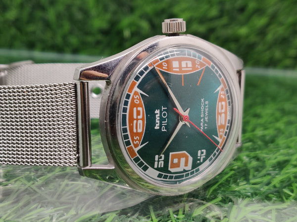 Hmt Pilot Mechanical Handwinding Movement stainless Steel Para Shock 17 Jewels Analog Dial Wrist Watch For Men