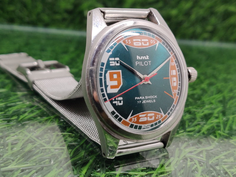 Hmt Pilot Mechanical Handwinding Movement stainless Steel Para Shock 17 Jewels Analog Dial Wrist Watch For Men