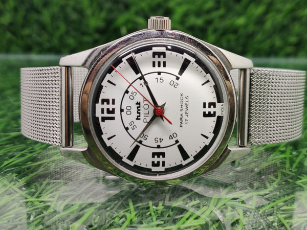 Hmt Pilot Mechanical Handwinding Movement stainless Steel Para Shock 17 Jewels Analog Dial Wrist Watch For Men